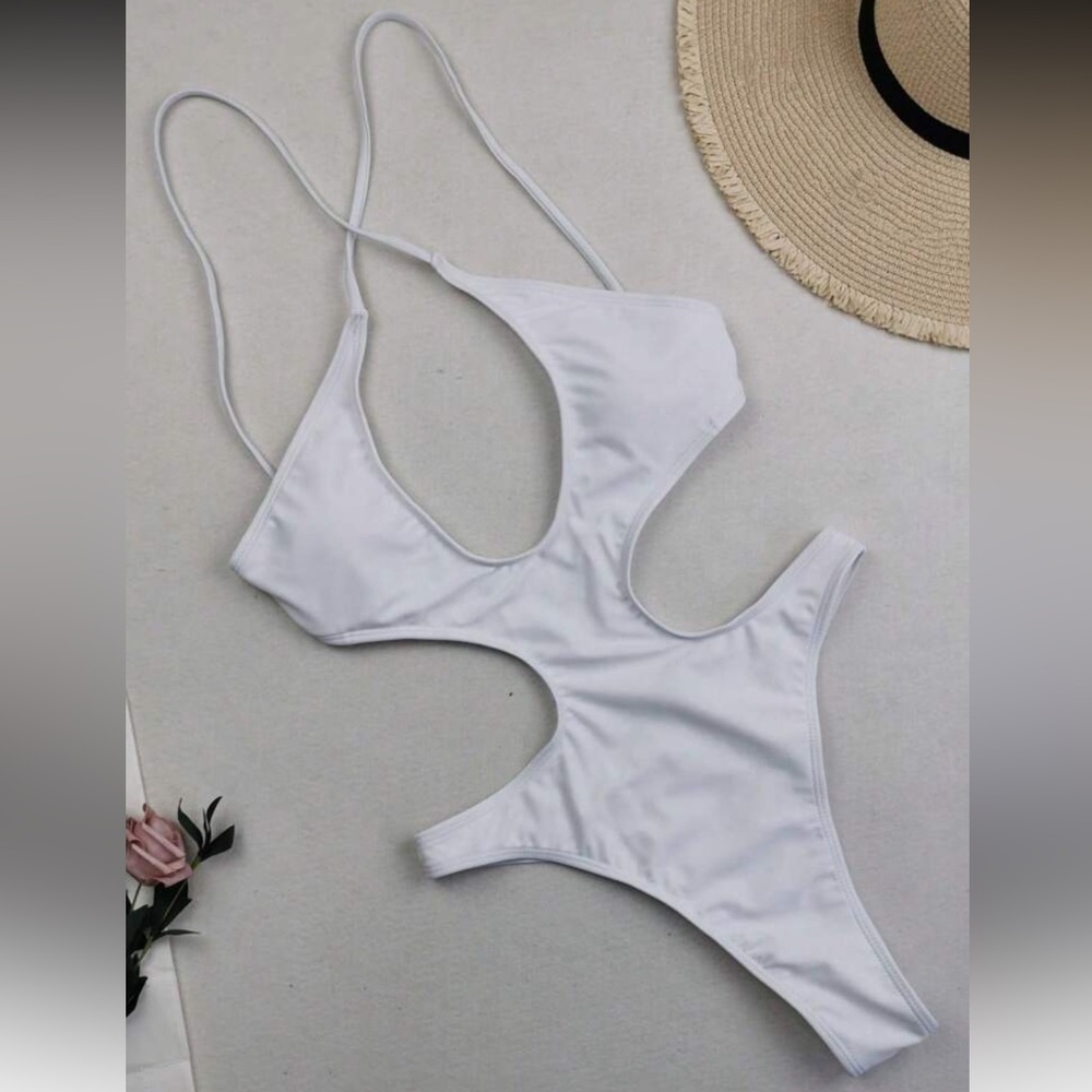 SHEIN White Cutout One Piece Swimsuit